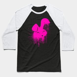 Hot Pink Neon Spray Paint Cute Bunny Baseball T-Shirt